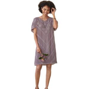 Sundance light purple sheer embroidered gauze dress womens XXL